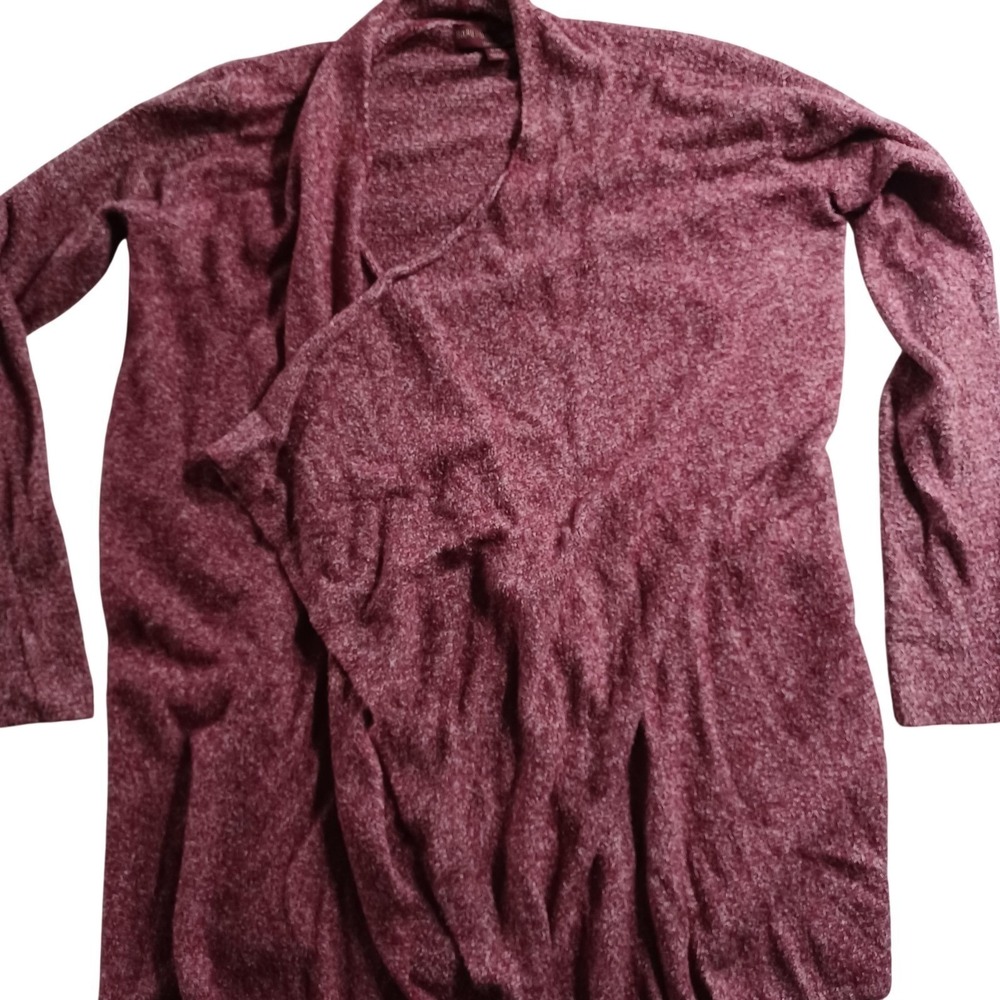 Barefoot Dreams Cardigan Sweater Womens S/M Red Bamboo Chic Lite Open Knit